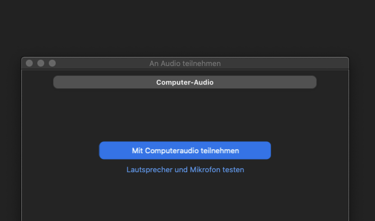 Klicken Sie an, dass Sie mit Computer-Audio teilnehmen